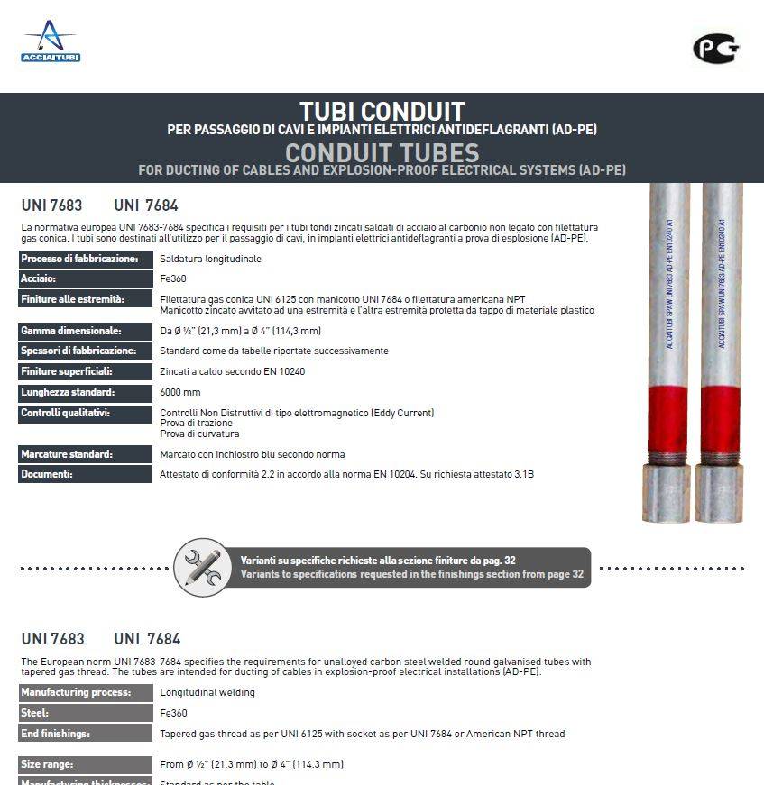 Scheda tecnica - Tubi conduit